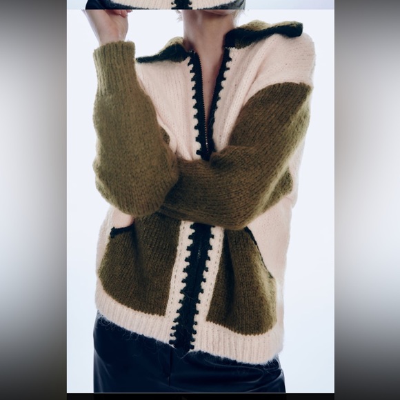 Women Zara Combination Knit Cardigan Sweater Size Small - Picture 4 of 11